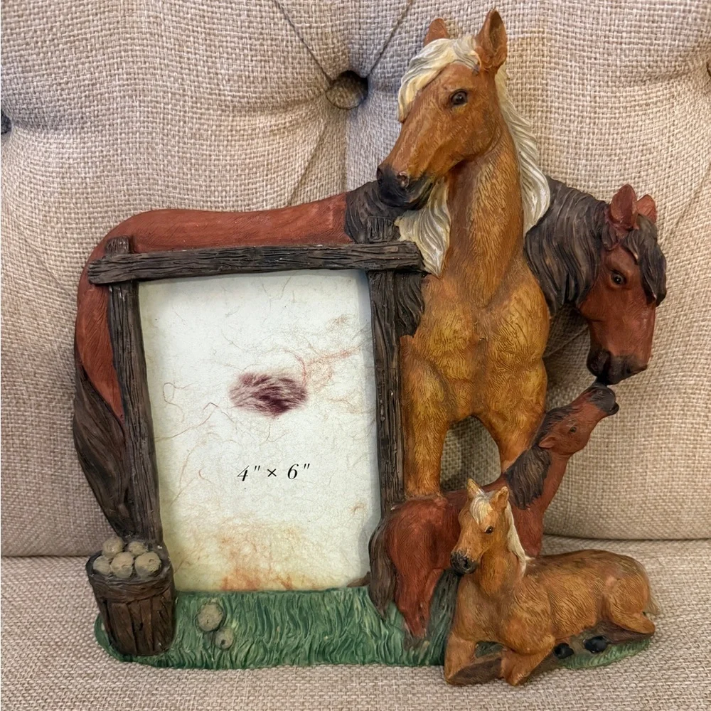 VTG Rustic Horse Equestrian Ranch Western Family Photo Frame